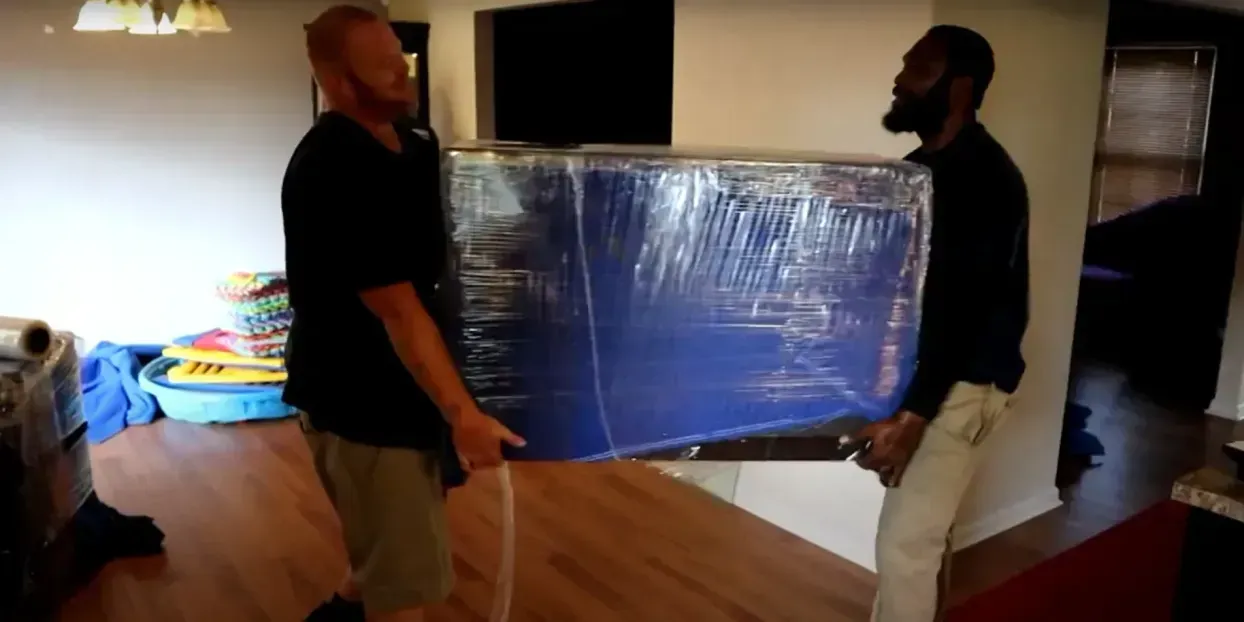 Professional movers carrying boxes